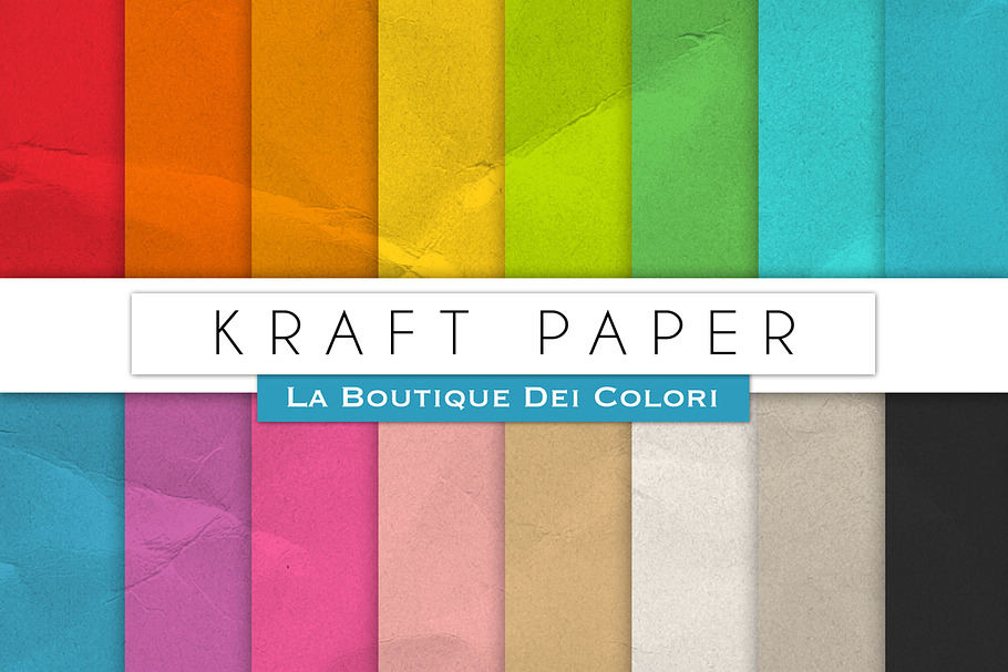 Colourful Kraft Digital Papers in Textures - product preview 8
