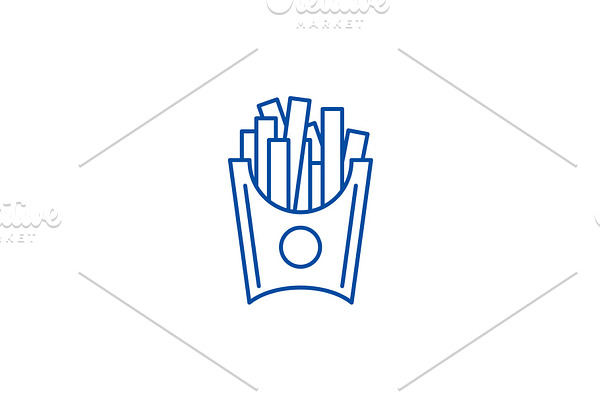 French fries line icon concept