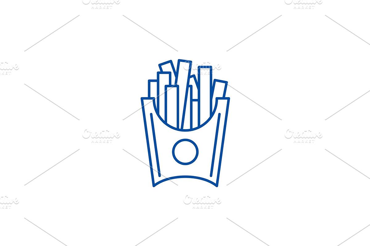French fries line icon concept in Illustrations - product preview 8