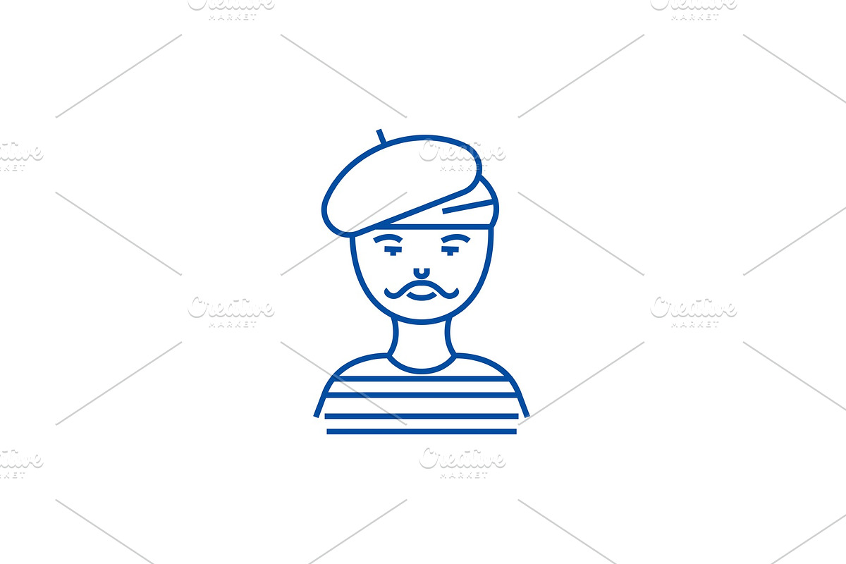 French man,artist,mime line icon in Illustrations - product preview 8