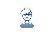 French man,artist,mime line icon
