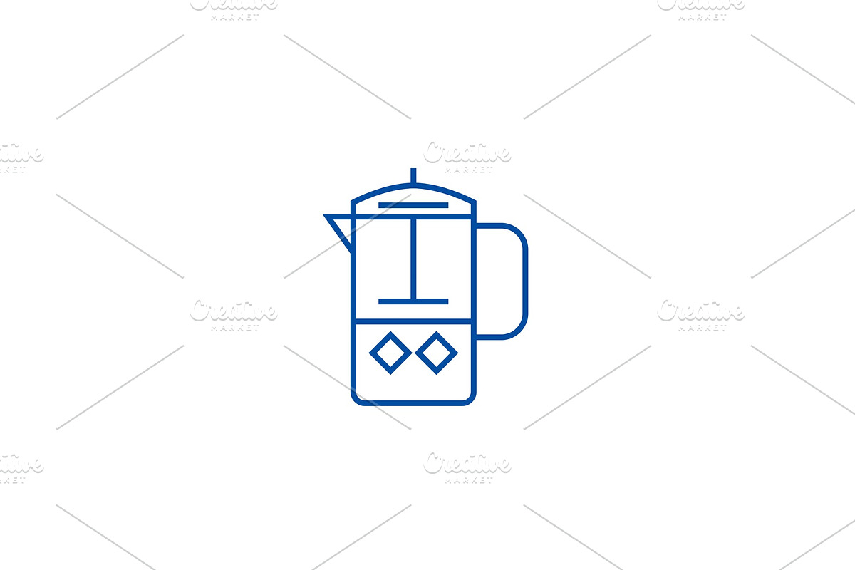 French press line icon concept in Illustrations - product preview 8