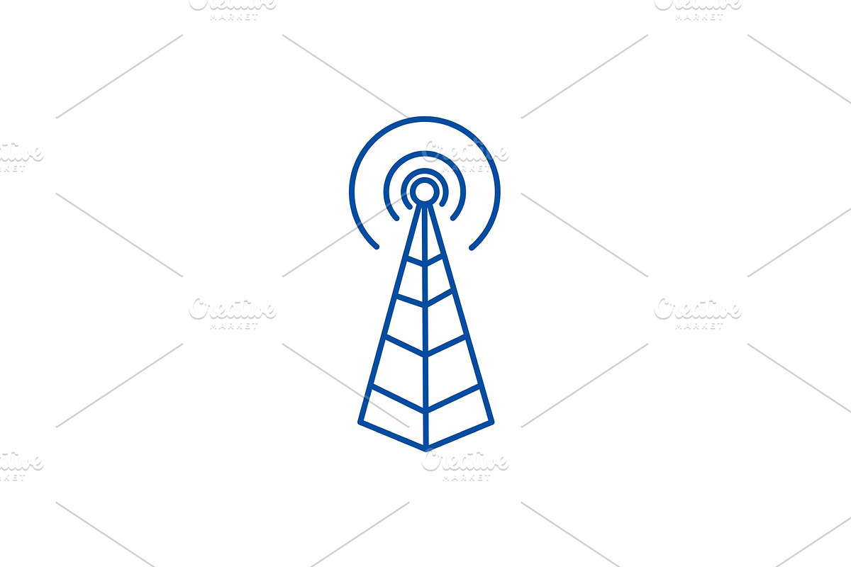 Frequency antenna,radio tower line in Illustrations - product preview 8