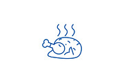 Fried chicken line icon concept