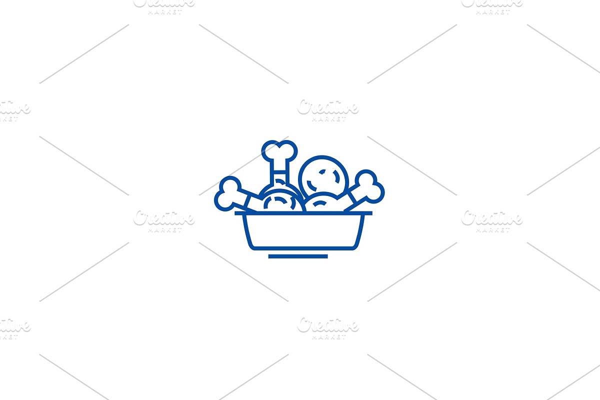 Fried chicken, meal line icon in Illustrations - product preview 8