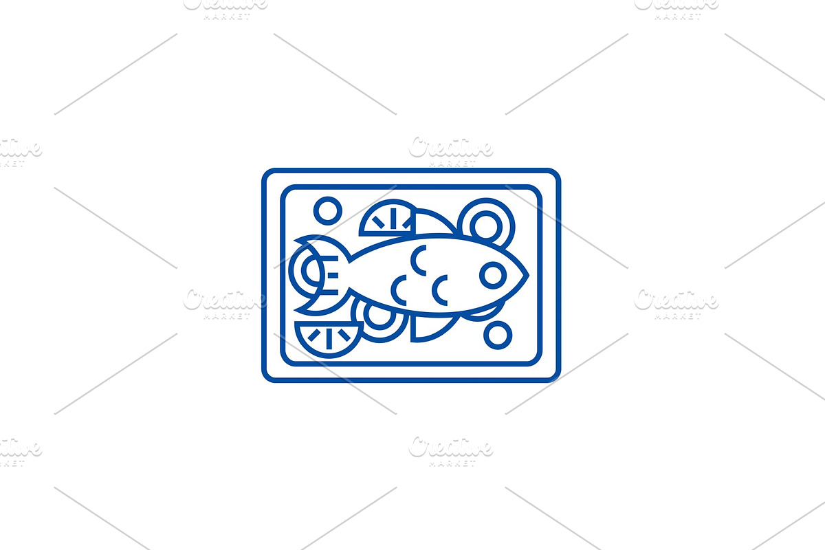 Fried fish line icon concept. Fried in Illustrations - product preview 8