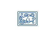 Fried fish line icon concept. Fried