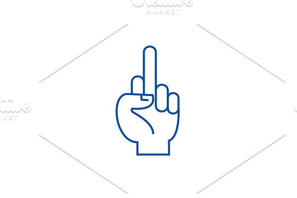 Fuck you hand line icon concept