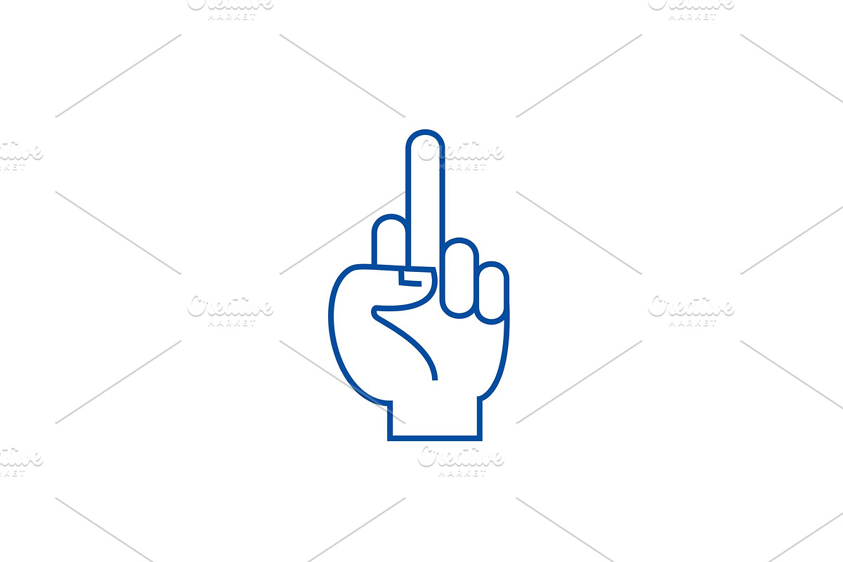Fuck you hand line icon concept in Illustrations - product preview 8