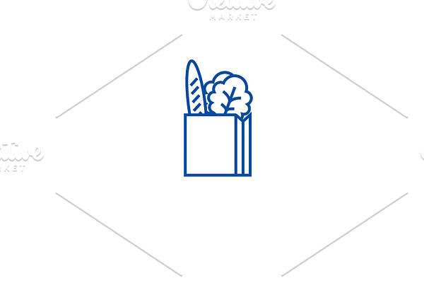 Full products paper bag line icon