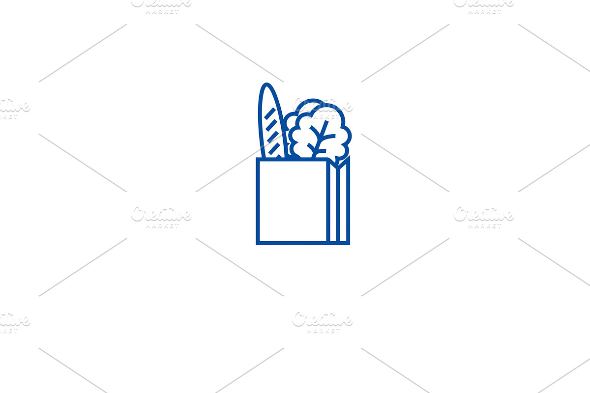 Full products paper bag line icon in Illustrations - product preview 8
