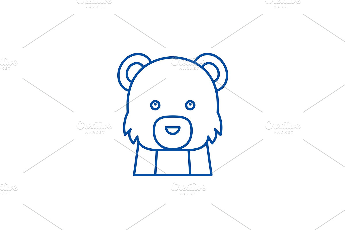 Funny bear line icon concept. Funny in Illustrations - product preview 8