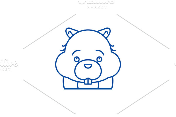 Funny beaver line icon concept