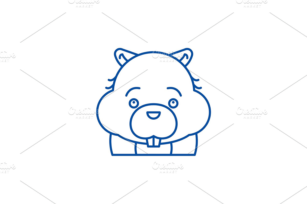 Funny beaver line icon concept in Illustrations - product preview 8