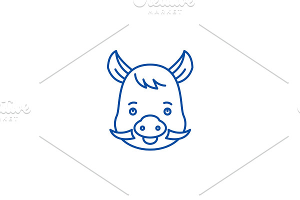 Funny boar line icon concept. Funny