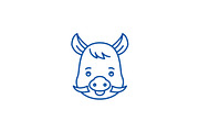 Funny boar line icon concept. Funny