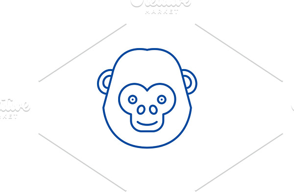 Funny chimpanzee line icon concept
