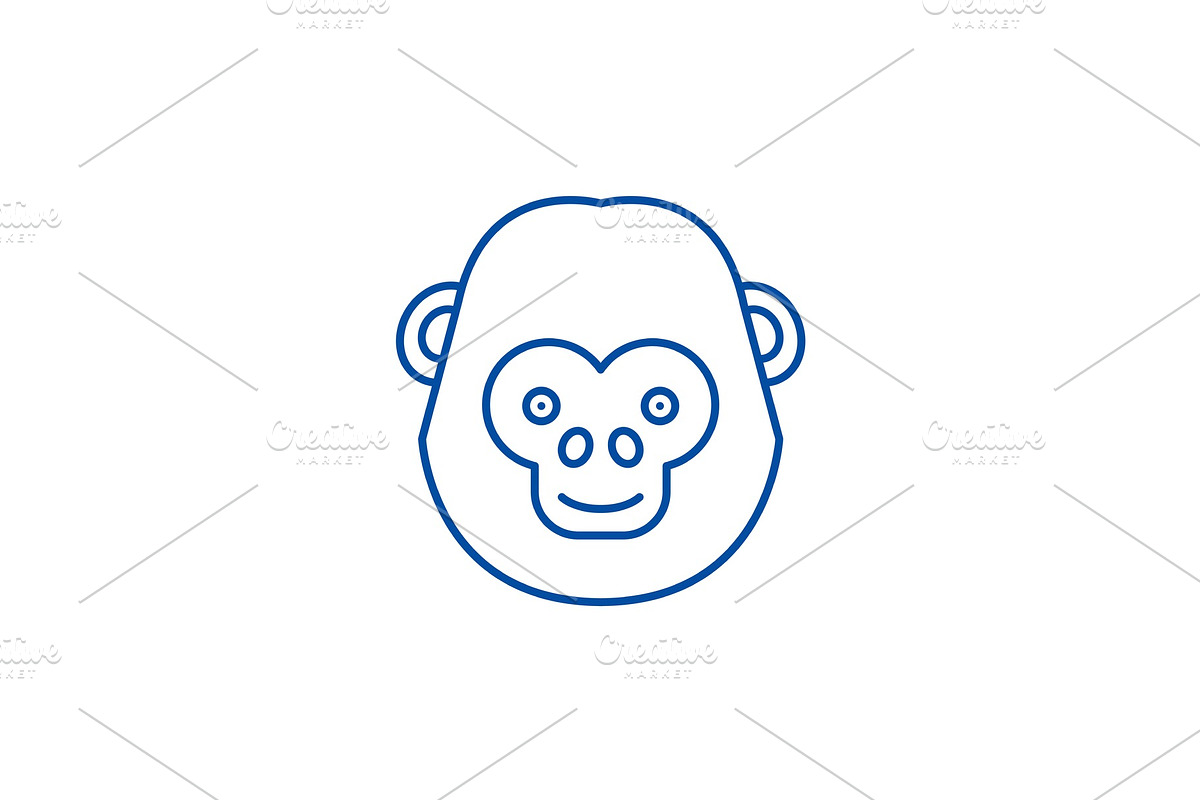 Funny chimpanzee line icon concept in Illustrations - product preview 8