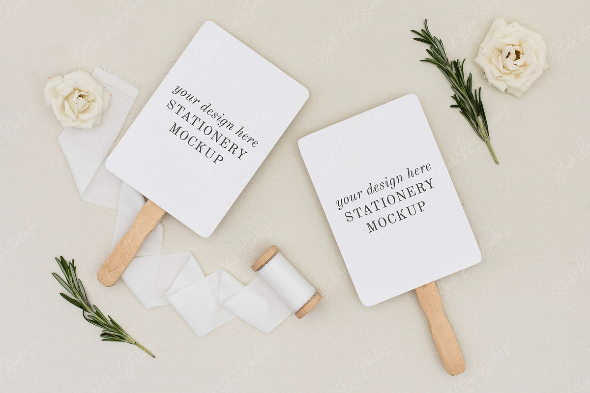 Wedding Program Fan Mockup in Product Mockups - product preview 8