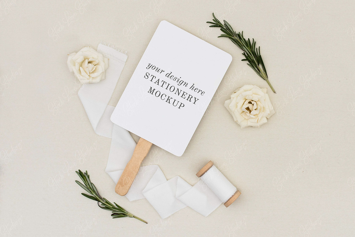 Wedding Program Fan Mockup in Product Mockups - product preview 8