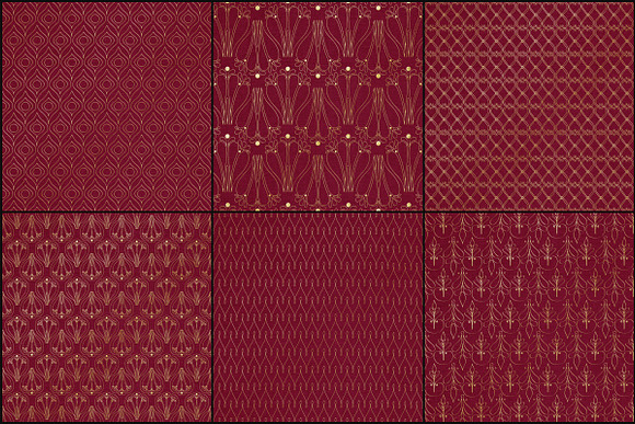 Burgundy Linen & Gold Foil Papers in Patterns - product preview 1