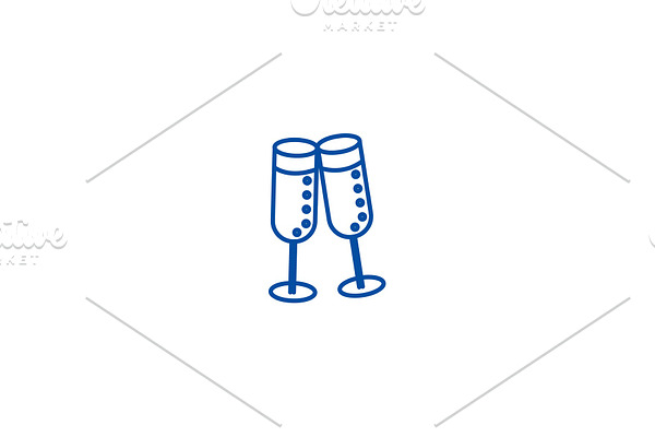 Cheers,wine glasses line icon