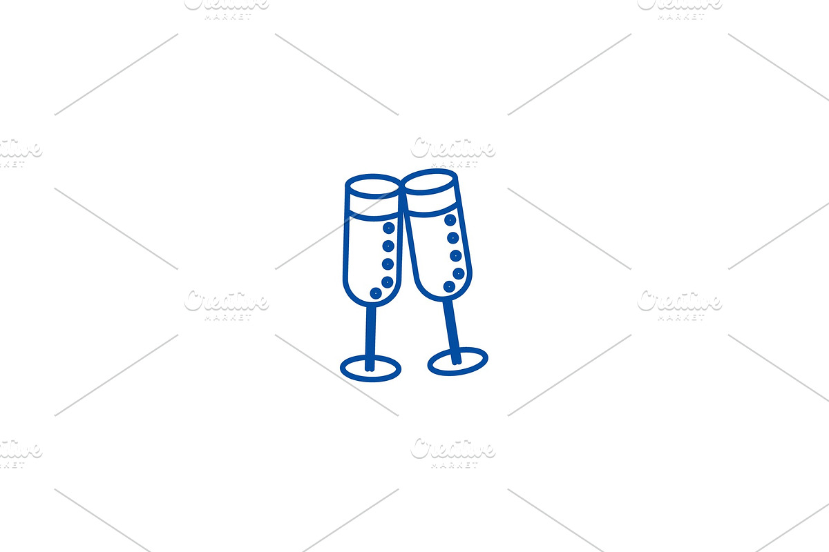 Cheers,wine glasses line icon in Illustrations - product preview 8