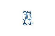 Cheers,wine glasses line icon