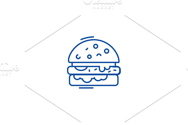 Cheese burger line icon concept