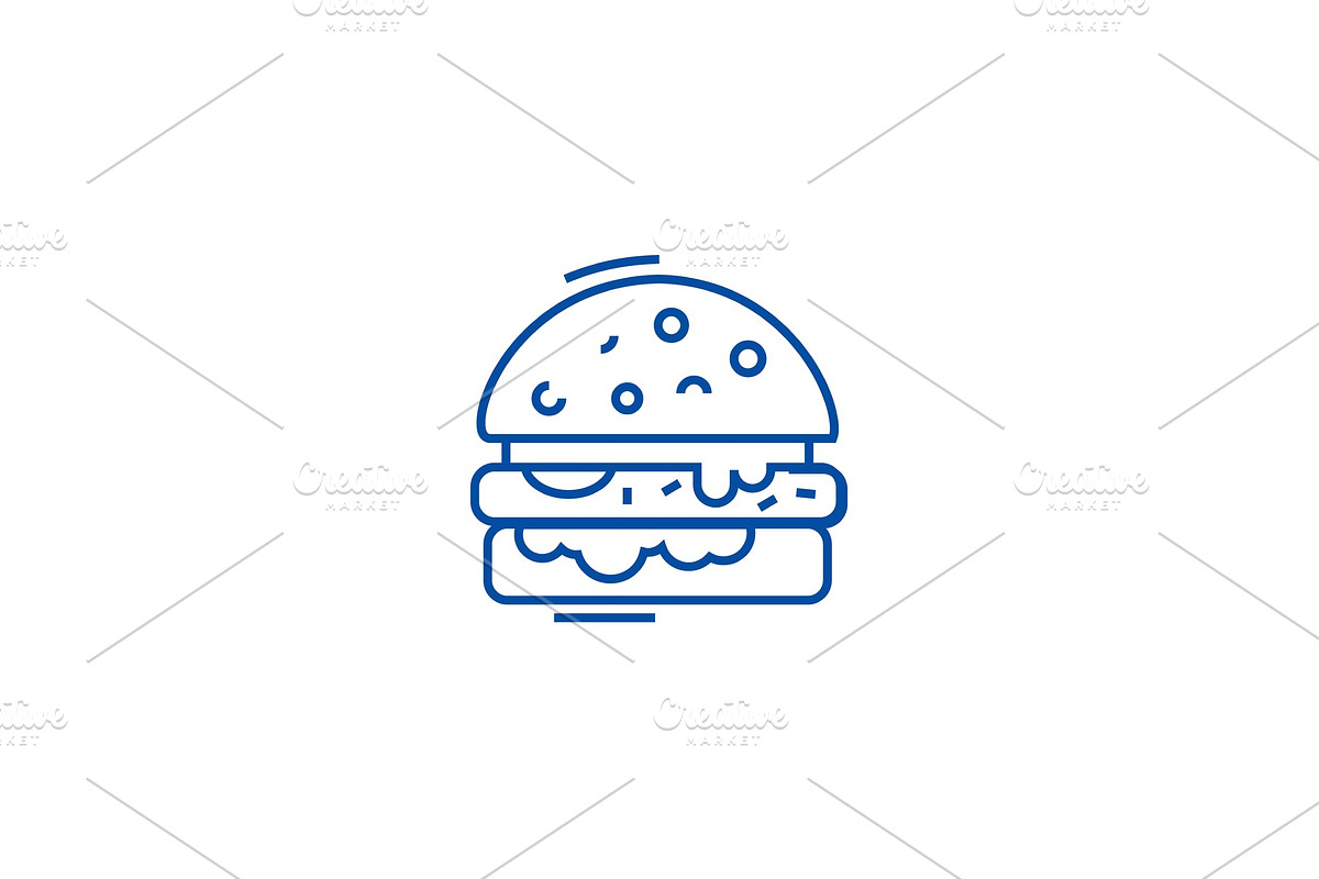 Cheese burger line icon concept in Illustrations - product preview 8