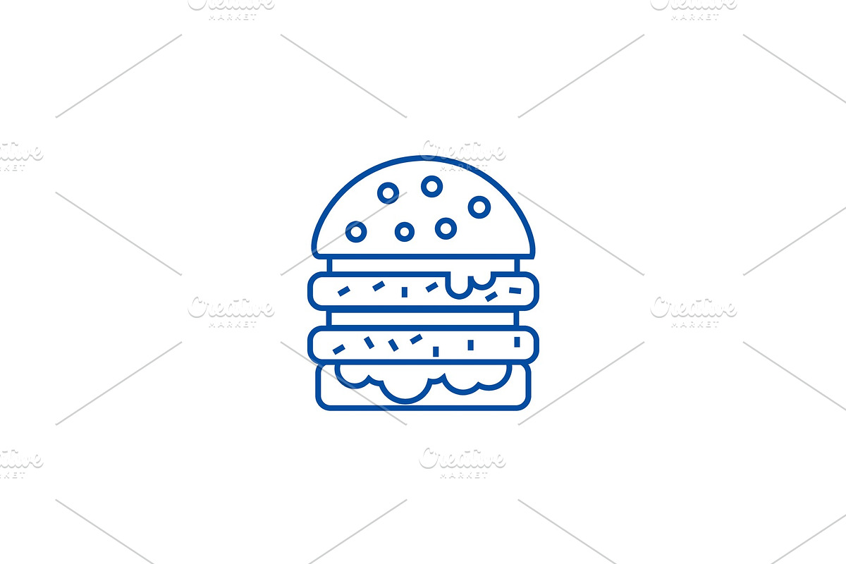 Cheeseburger line icon concept in Illustrations - product preview 8