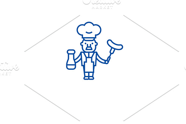 Chef cooking line icon concept. Chef