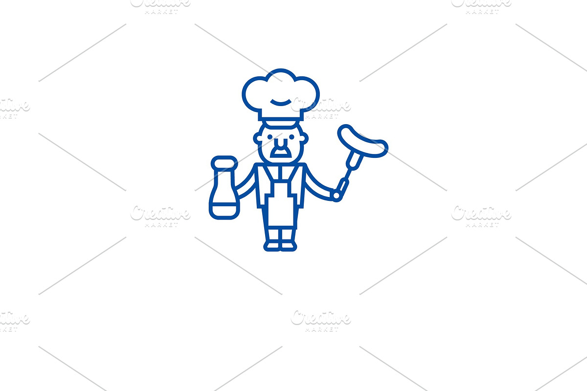 Chef cooking line icon concept. Chef in Illustrations - product preview 8