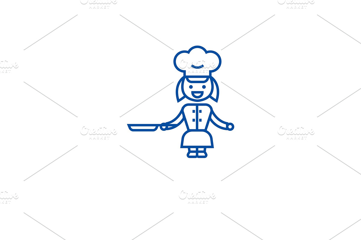 Chef cooking meat line icon concept in Illustrations - product preview 8