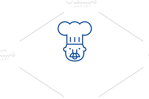 Chef mascot line icon concept. Chef