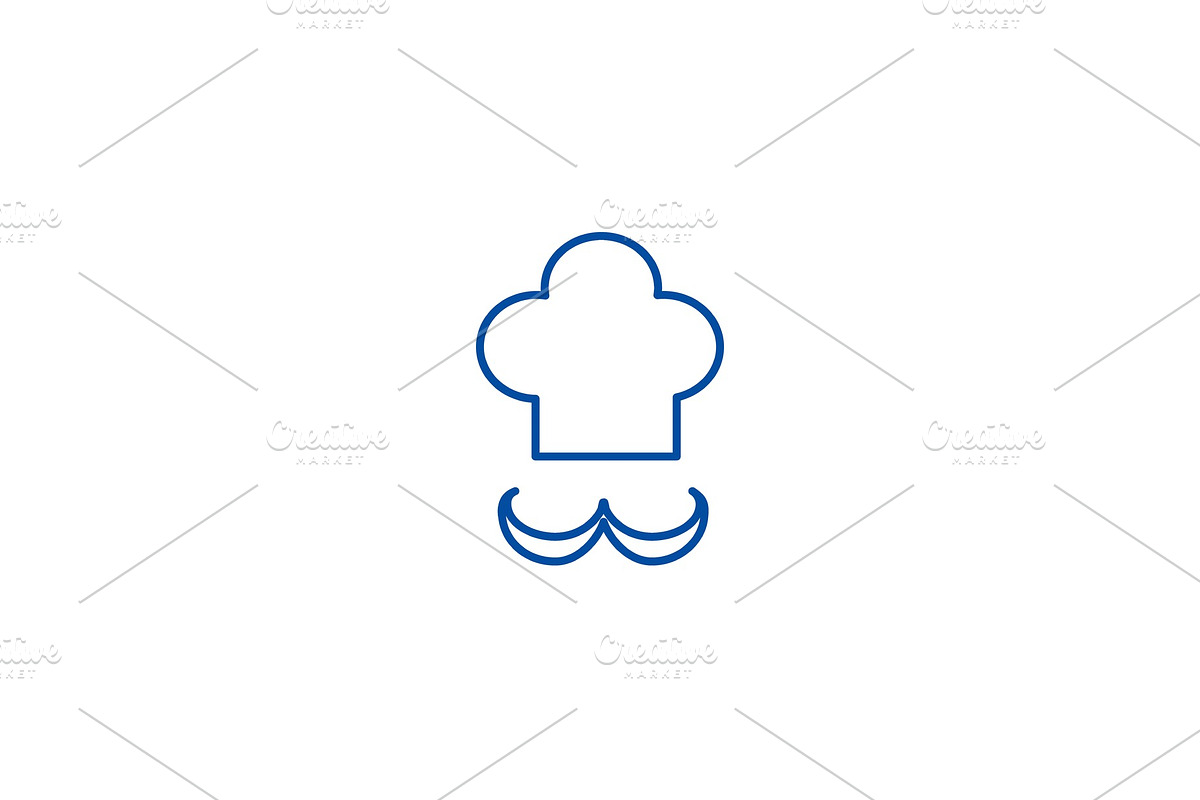 Chef moustache line icon concept in Illustrations - product preview 8