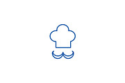 Chef moustache line icon concept