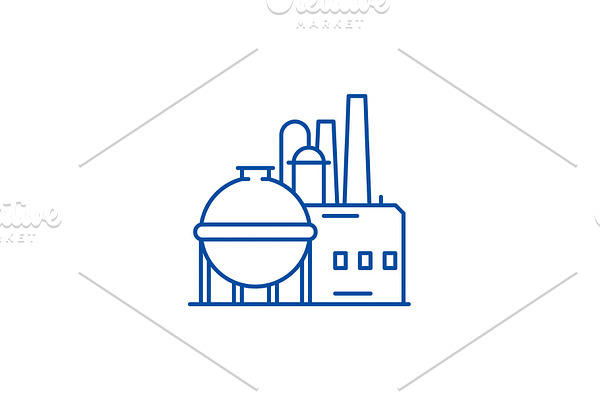 Chemical factory line icon concept
