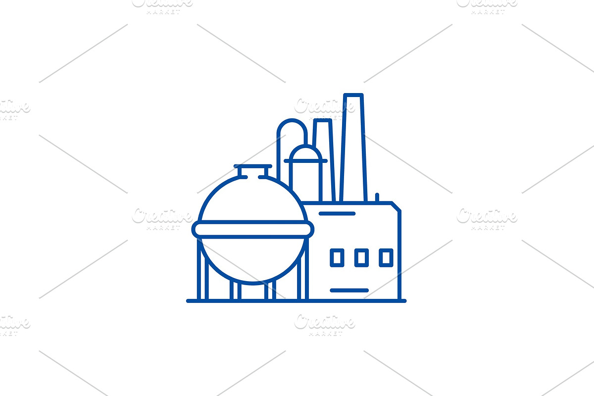 Chemical factory line icon concept in Illustrations - product preview 8