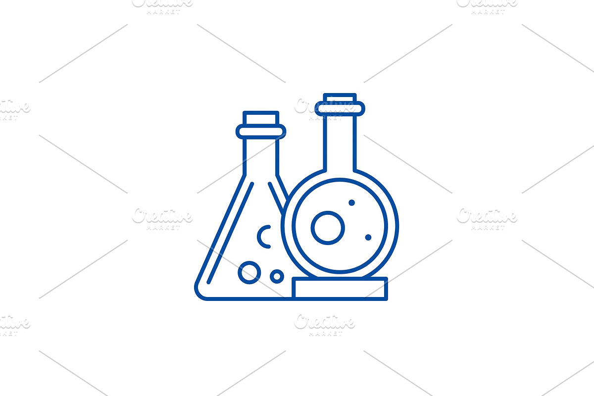 Chemical laboratory line icon in Illustrations - product preview 8