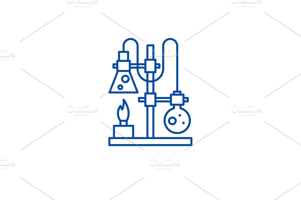 Chemistry lab line icon concept in Illustrations - product preview 8