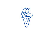 Cherry ice cream line icon concept