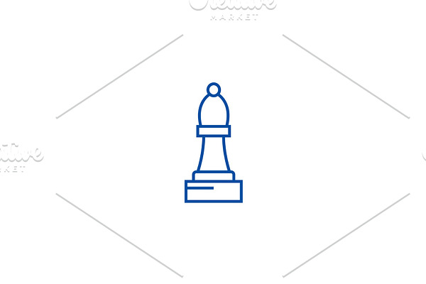 Chess bishop line icon concept
