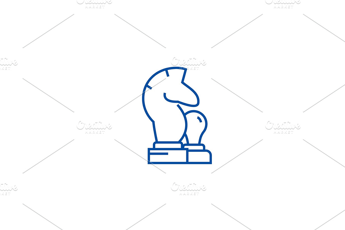 Chess horse, pawn line icon concept in Illustrations - product preview 8