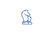 Chess horse, pawn line icon concept