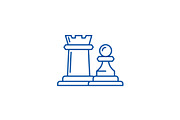 Chess pieces rook and pawn line icon
