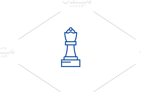 Chess queen line icon concept. Chess