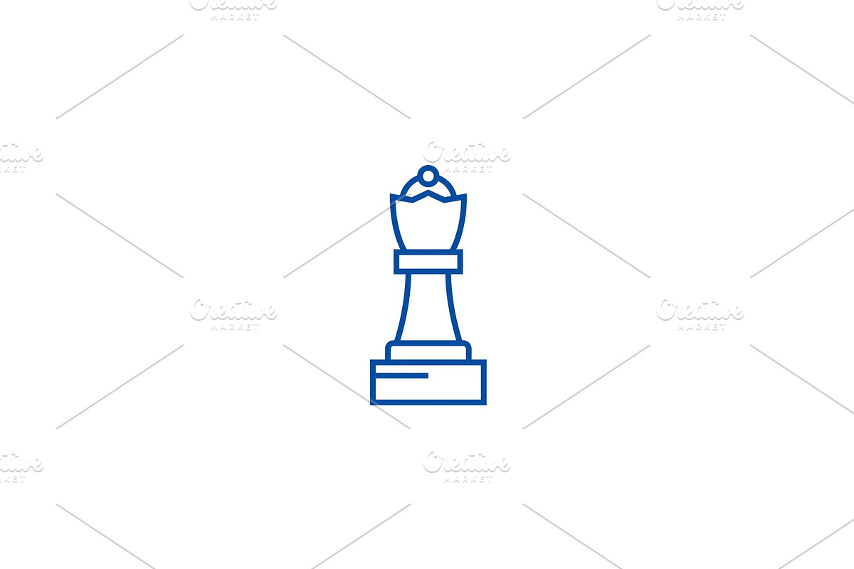 Chess queen line icon concept. Chess in Illustrations - product preview 8