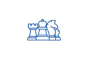Chess, horse, rook, pawn, queen line
