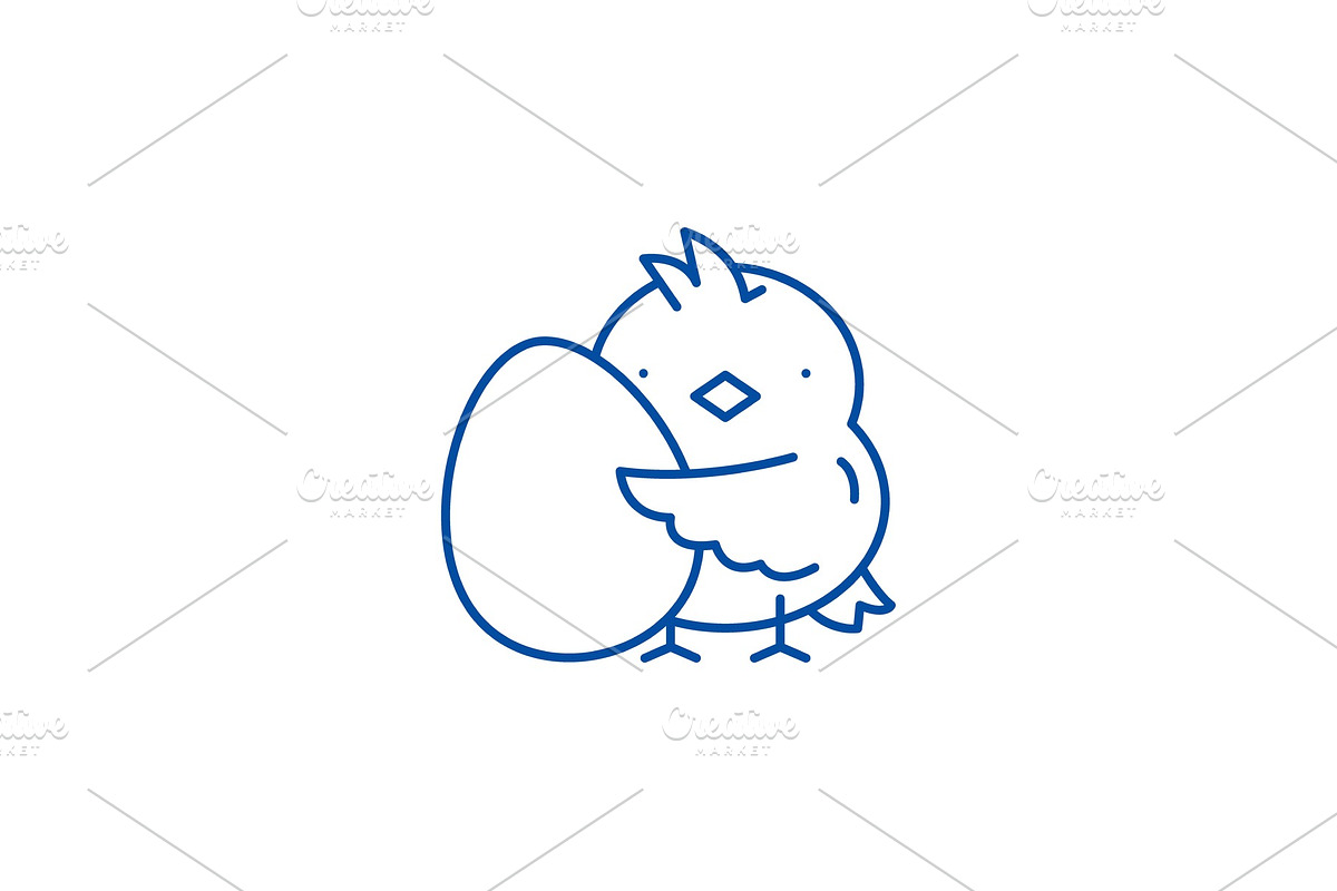 Chick with an egg line icon concept in Illustrations - product preview 8